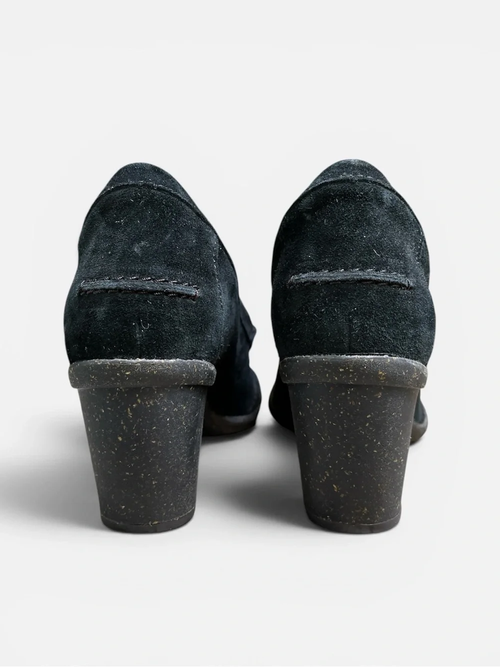 Clarks Unstructured Carleta Belle Heeled Loafer in Black Suede Size 6 1/2